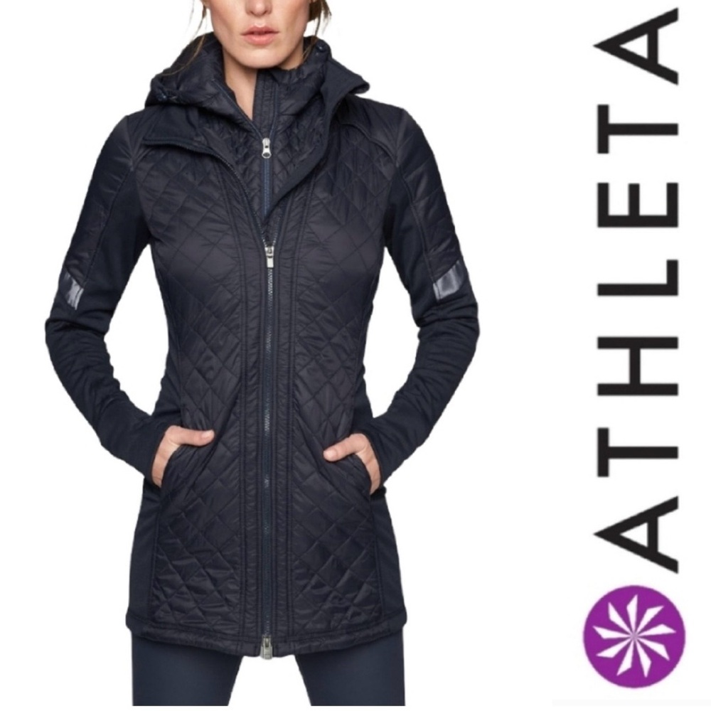 Athleta Women's Navy Quilted Puffer Jacket